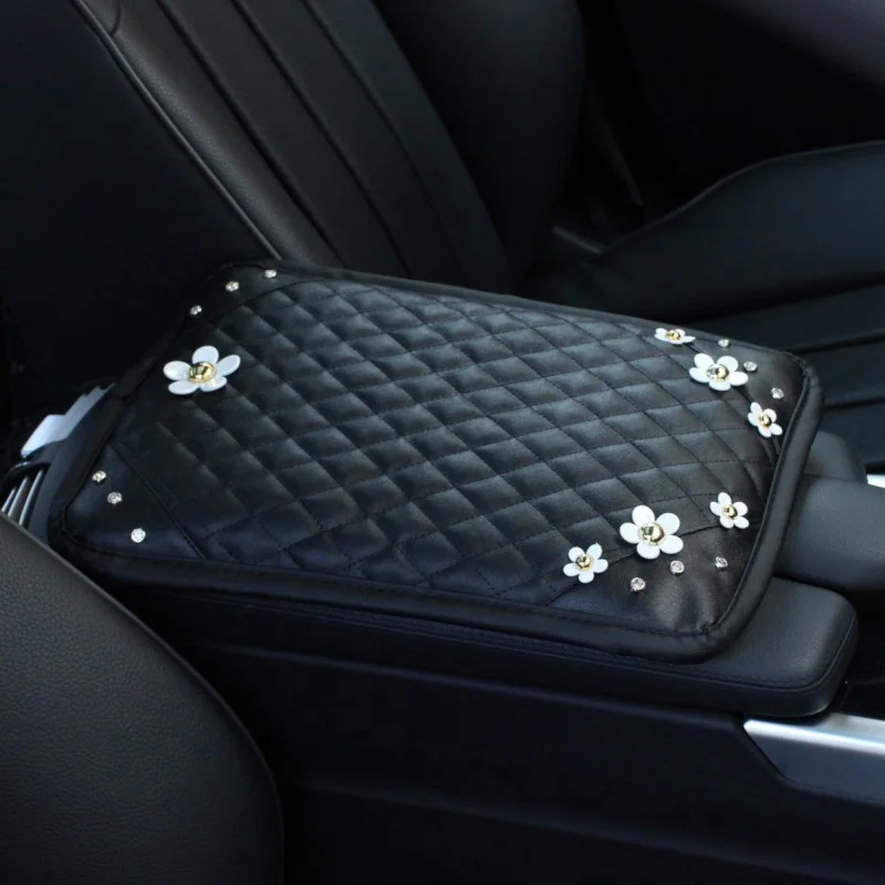 armrest cover Классический кожаный чехол на руль с ромбовидным узором, автомобильные чехлы на руль для женщин и девочек - Название цвета: armrest cover