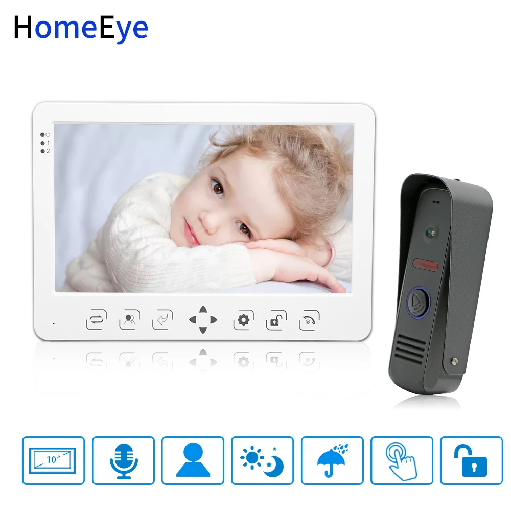 Видеодомофон HomeEye 10 дюймовый дверной видеодомофон звонок голосовое сообщение