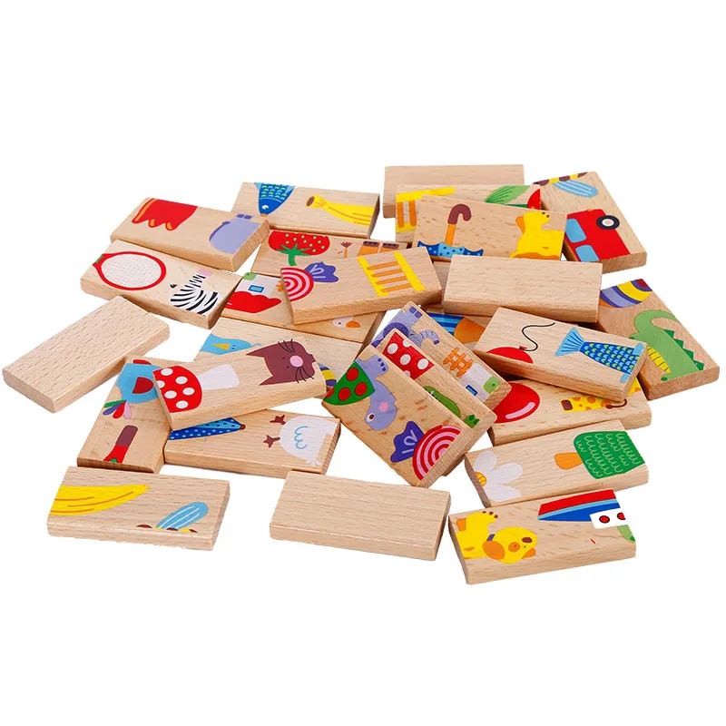 Детские деревянные игрушки настольная игра высокого качества 28 штук бука домино