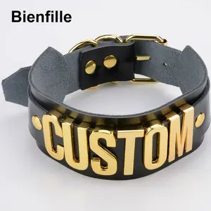 Индивидуальное ожерелье-чокер с именем на заказ, огромное широкое Двухслойное ожерелье из натуральной кожи на выбор, Женское Ожерелье для вечеринки