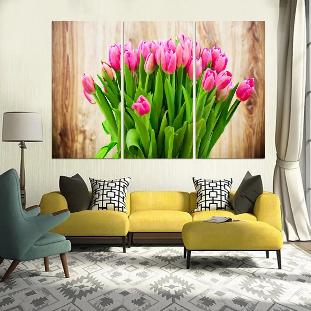 

3 Panel printed painting Tulips Painting Canvas Wall Art Picture Home Decoration Living Room Canvas Modern painting LS150