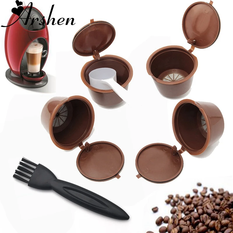 Arshen 4 шт./компл. dolcegusto Plsatic многоразовая кофейная капсула 200 раз + ложка и щетка