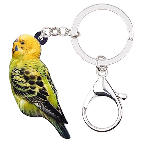 Bonsny акриловые Budgerigar попугай птица брелок кольцо Уникальный животных Ювелирные изделия для женщин обувь девочек Сумка - Цвет: Multicolr