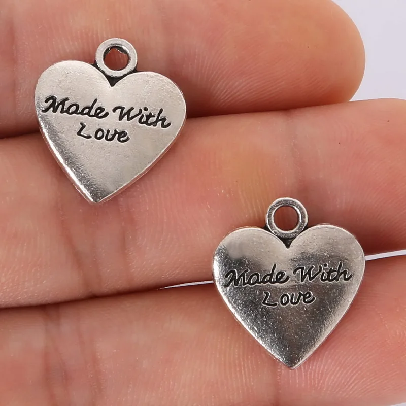 Винтажные 30 шт 20x18 мм Античные посеребренные Подвески ручной работы &quotСделано с