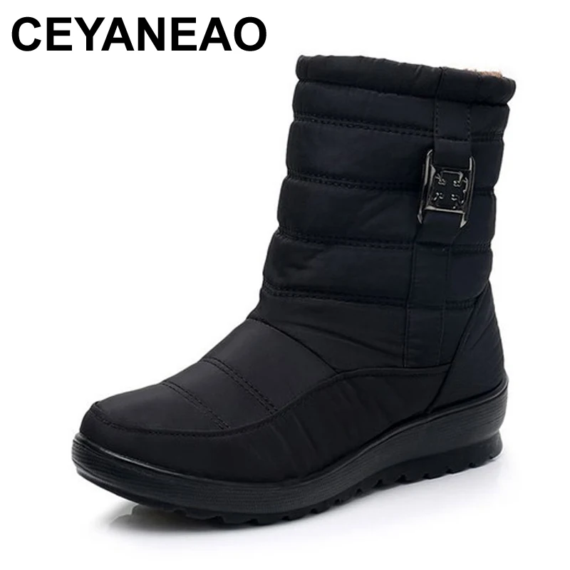 

CEYANEAOwomen snow boots winter brand boots waterproof antislip light comfortable warm mother cotton boots plus size cottonE1873