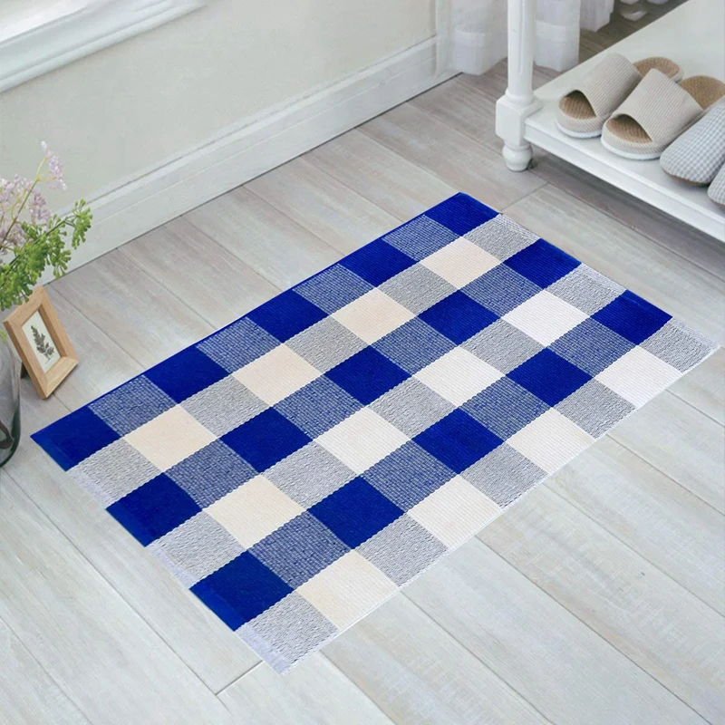 New-Cotton Plaid Rugs 23.6 inchX35.4 inch Checkered Outdoor Rug Doormat For Kitchen/Bathroom/Laundry Room/Bed | Дом и сад