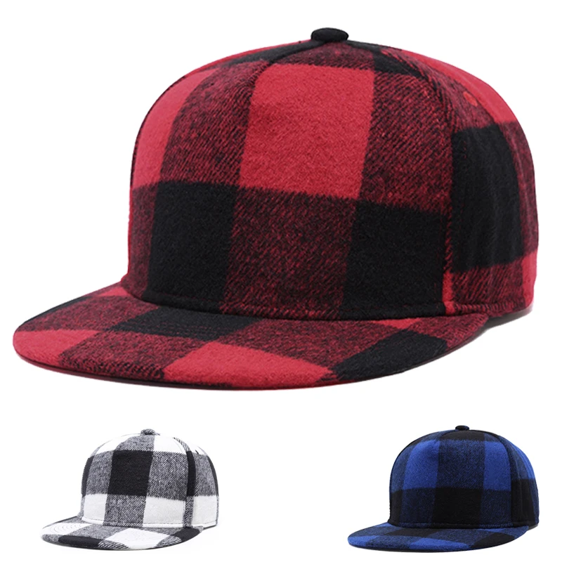 Кепка мужская Snapback хип хоп шляпа плоская Регулируемая хлопковая клетчатая