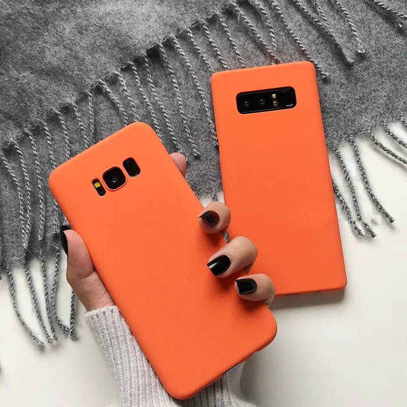 Чехол для Samsung Galaxy S10 S9 Plus S10plus S8 S8Plus Note 8 9 оранжевый однотонный модный жесткий
