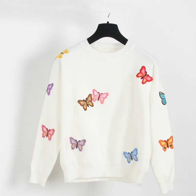 Женский вязаный свитер теплый пуловер с бабочками Осень-зима 2018 | Женская одежда