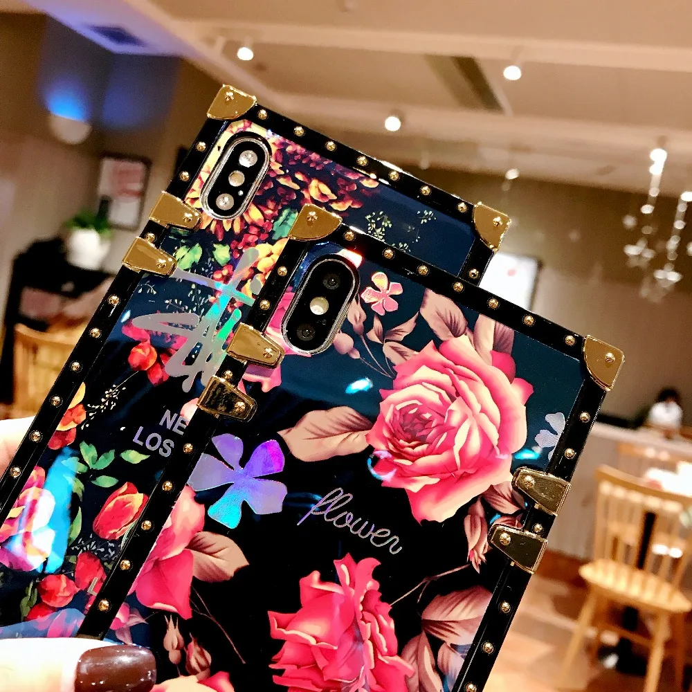 ORYKSZ Роскошные цветы металлик ювелирное глянцевый чехол для iPhone XS MAX XR X 8 7 6 S плюс
