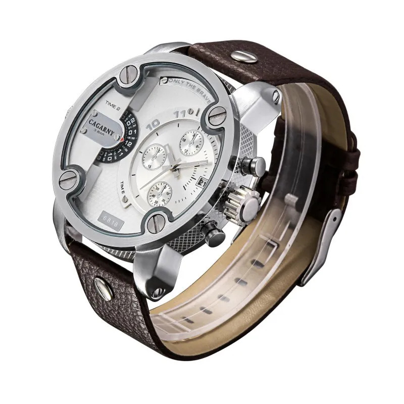 Orologi Uomo CAGARNY повседневные часы с кожаным ремешком и большим циферблатом кварцевые мужские водонепроницаемые военные спортивные часы Relogio Masculino - Цвет: 5