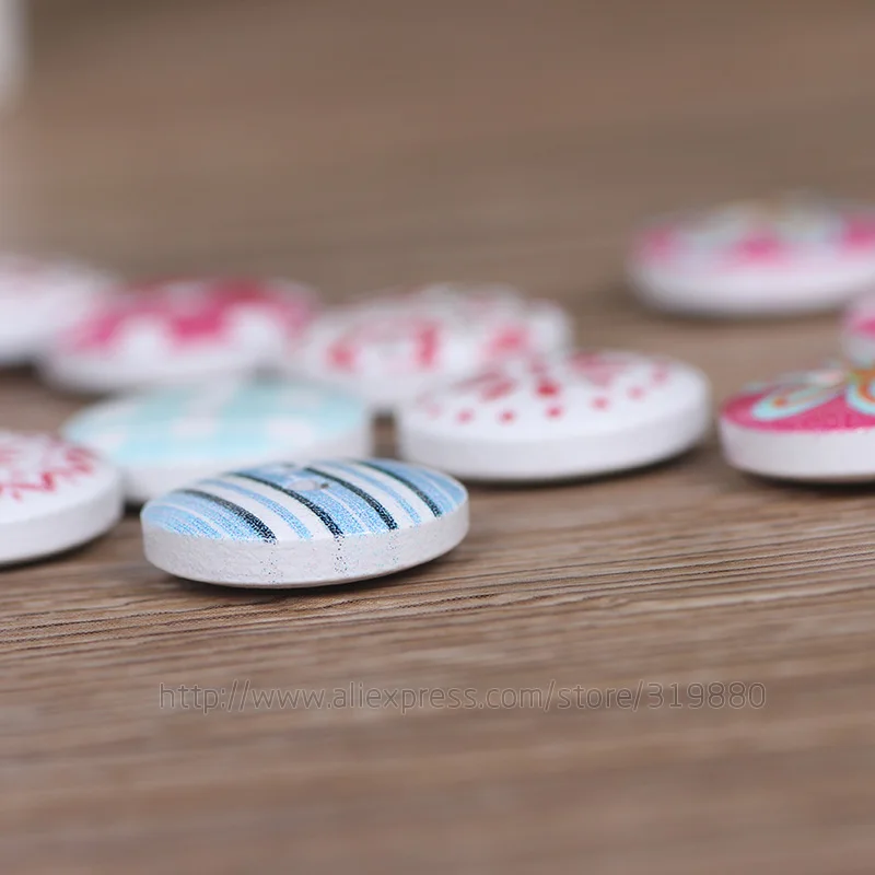 Декоративные деревянные кнопки 15 мм с милыми цветами аксессуары для одежды