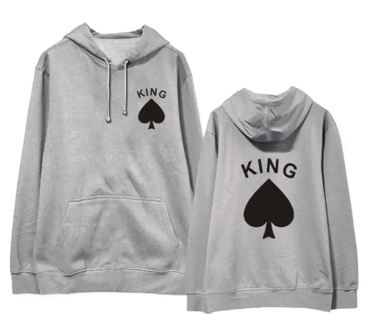 Новое поступление модные король королева Сердце печати пуловер свободные