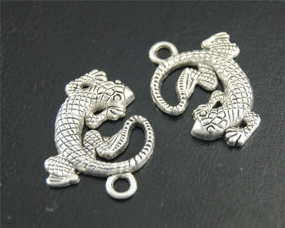 5 шт. серебряный шарм Gecko изготовление украшений ручной работы 31x21 мм A1818 |