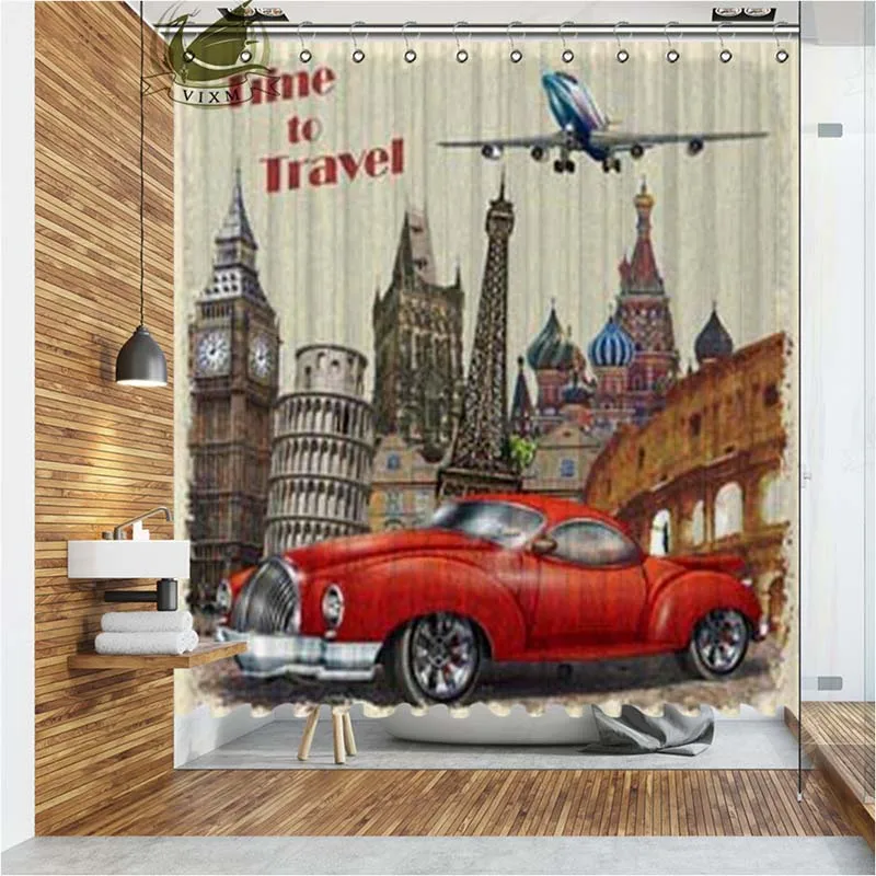 Vixm автомобильные дорожные занавески для душа ретро постер водонепроницаемые из