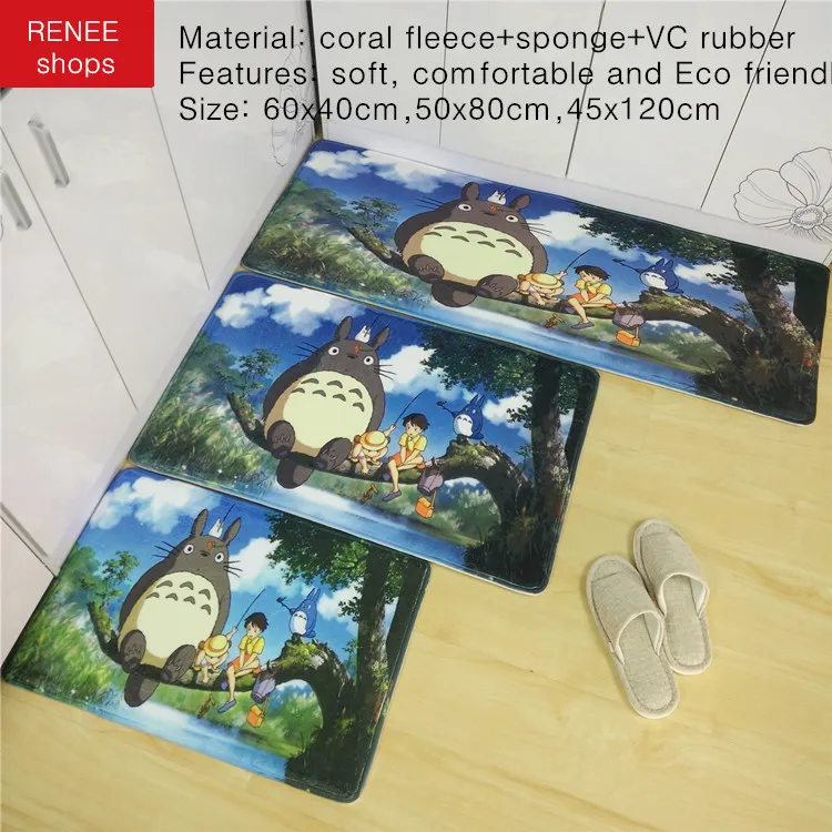 New Totoro Mat Super Soft Coral Fleece Cartoon rugs and carpets for home living room Anti-slip Kitchen carpet Bathroom Carpet | Дом и сад