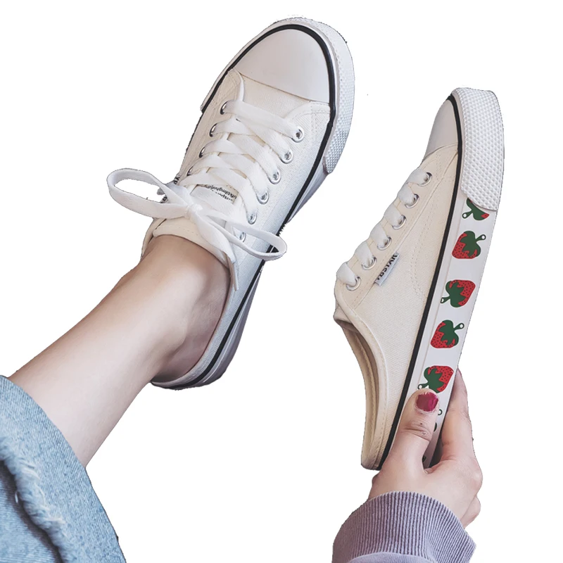 Маленькие белые туфли женские 2019 летние дышащие одноногие Весна раздел Baotou полу