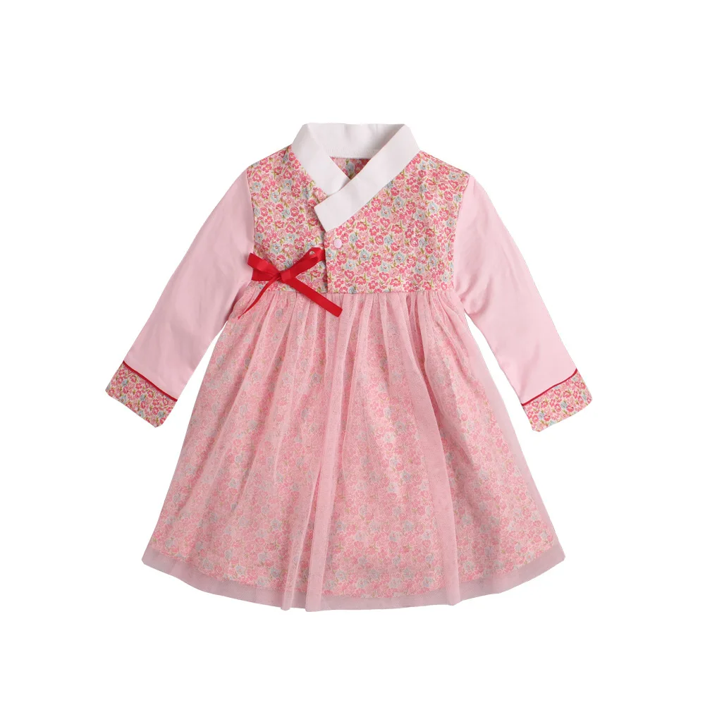 Платье для малышей от 9 месяцев до 2 лет, костюм принцессы с длинными рукавами и принтом, традиционные детские платья hanfu для маленьких девочек, весенняя одежда