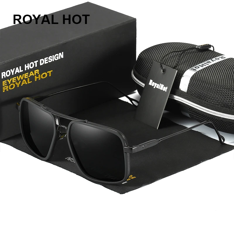 RoyalHot мужские женские Большая квадратная оправа поляризационные uv400