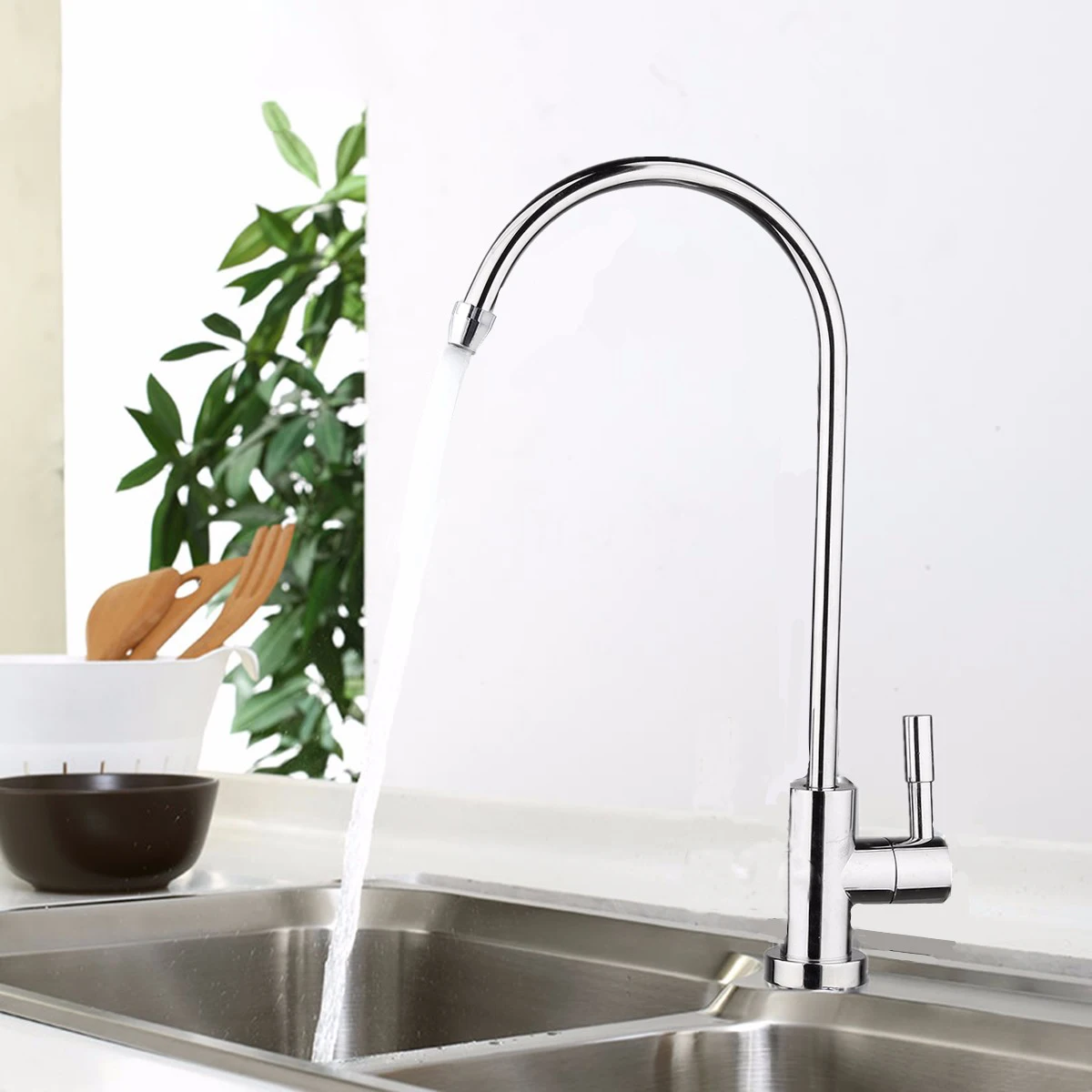 

1/4 Inch Connect Hose Water Filter Faucet Chrome Plated Reverse Osmosis Filters Parts Purifier Direct Drinking Tap Kitchen
