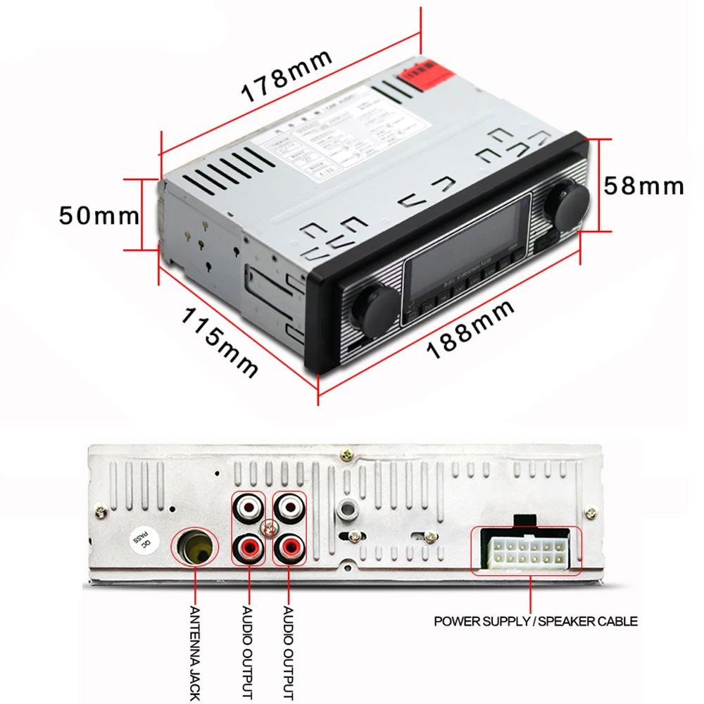 AMPrime аудио стерео USB FM Радио MP3 плеер Bluetooth динамик кардридер флеш накопитель 1 Din