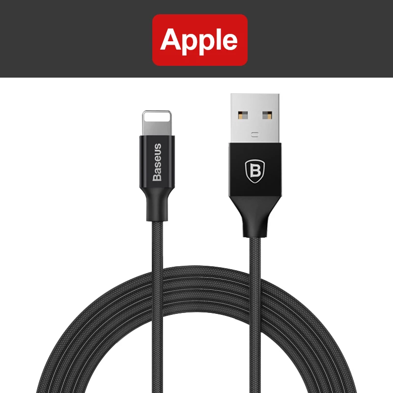 IOS Black Baseus 3 в 1 USB кабель для iPhone samsung Xiaomi мульти Быстрая зарядка микро USB кабель 2 в 1 мобильный телефон usb type C кабель - Цвет: IOS Black