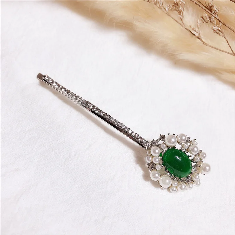 Корейская модная изумрудная заколка для волос Заколки женщин девушек роскошные
