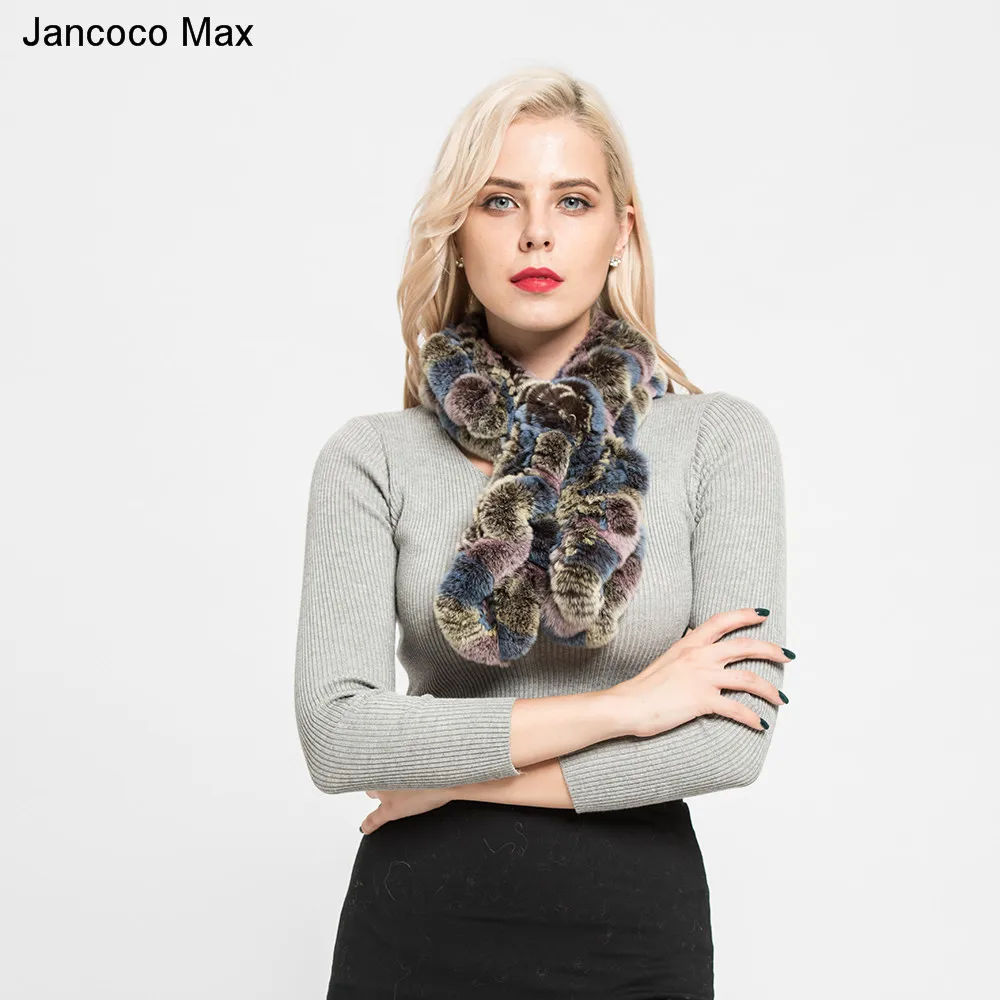 Jancoco Max Новое поступление толстый теплый Настоящий мех кролика шарф весна осень зима шейный платок мягкая Муфельная S7119