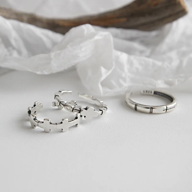 Женское кольцо с сердечками anel bague femme 100% Стерлинговое Серебро 925 пробы винтажное