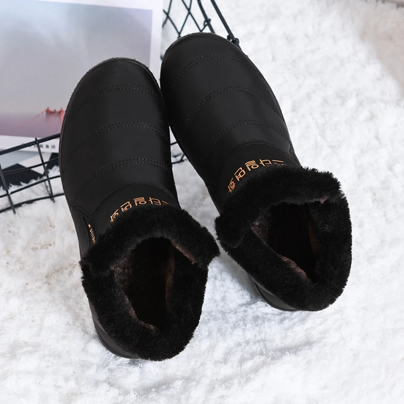 New Fashion Men Winter Shoes Solid Color Snow Boots Plush Inside Antiskid Bottom Keep Warm Waterproof | Обувь