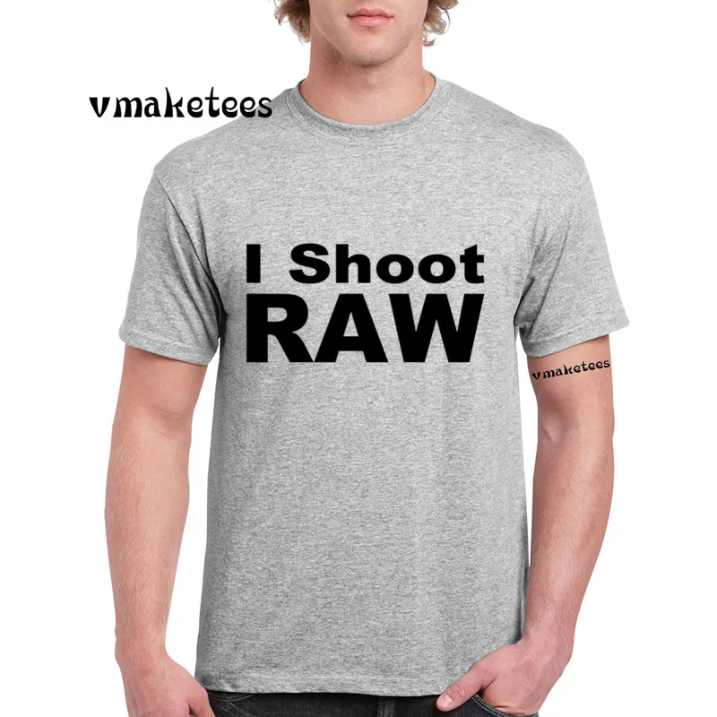 Я Shoot RAW забавная футболка с коротким рукавом o-образным вырезом летние Фото