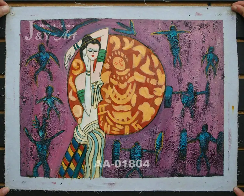 

Hand-painted Oil painting on canvas painting southeast asia style thai girl J&Y Home Decoration Art