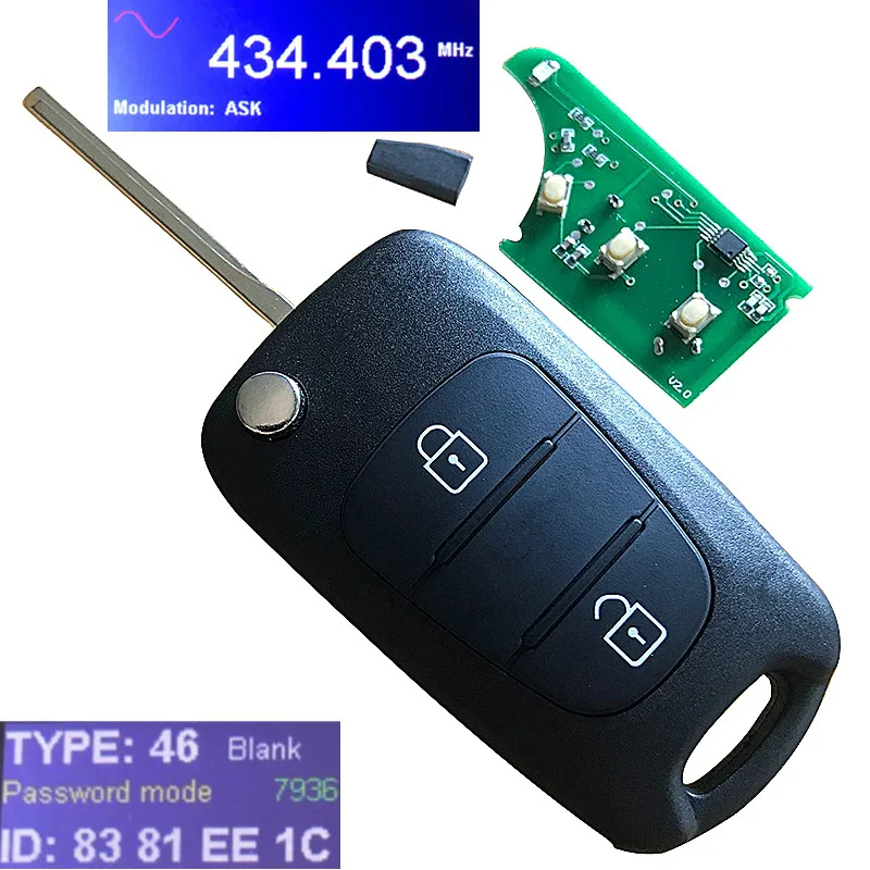 Новый Сменный складной дистанционный ключ флип для Hyundai Elantra 433 МГц/315 МГц с чипом