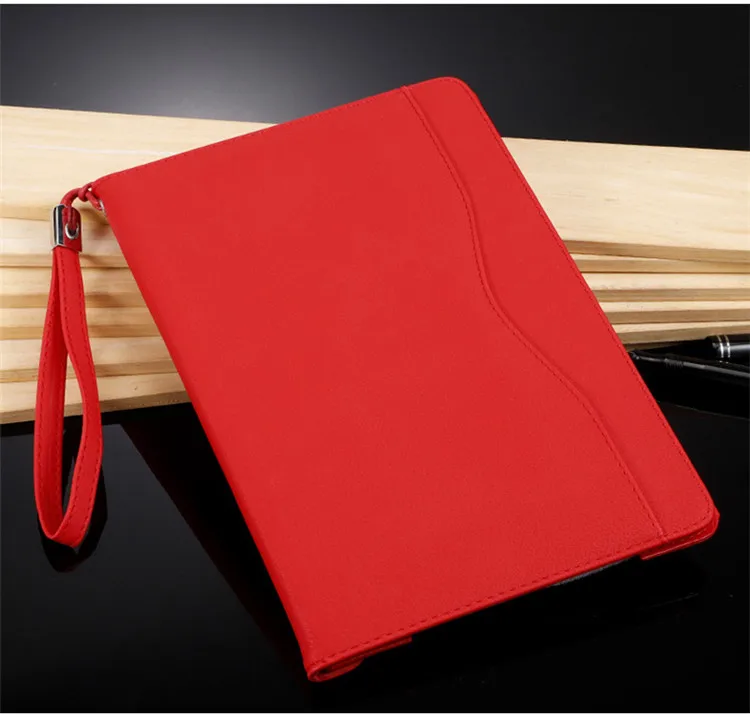 Multi for iPad case 9.7 leather tablet case 5th 6th generation funda for iPad 5 6 Cover for iPad air 2 1 with hand strap - Цвет: Red