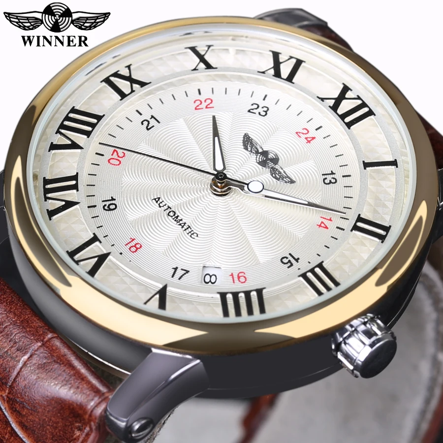 Часы наручные Winner Мужские механические брендовые Роскошные автоматические с