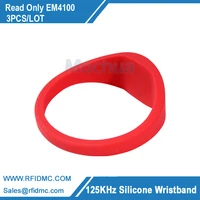 3 pcslot universal rfid bracelet em4100 125khz silicone wristband size proximity for access control