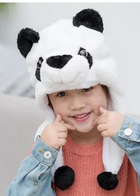 panda 1 шт. Детская плюшевая шляпа лес джунгли животные, тигр, Лев, обезьяна жираф слон кенгуру Волк Кепка с пандой детский сад ролевая игрушка - Цвет: panda