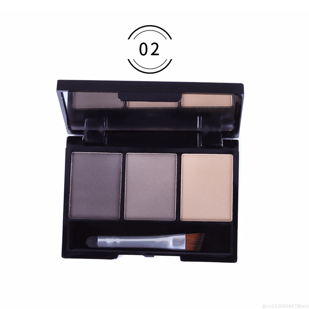 3 Color Eyebrow Powder Palette Lasting Waterproof Brown Black Eye Brow Enhancer with Brush Mirror Portable Cosmetic Makeup TSLM2