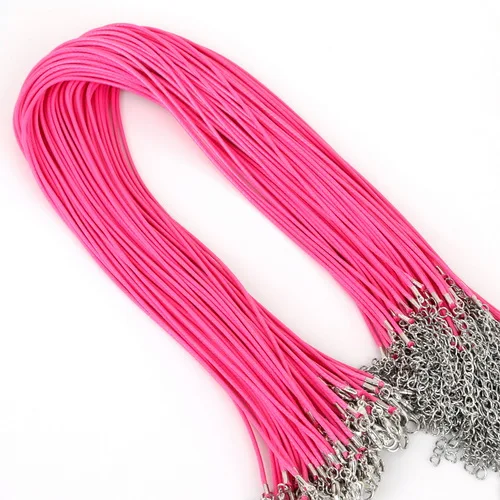 Fuchsia 10 шт./лот, кожаные цепочки, браслет, подвеска, амулеты с застежкой-омаром, для самостоятельного изготовления ювелирных изделий, шнур 1,5 мм - Цвет: Fuchsia