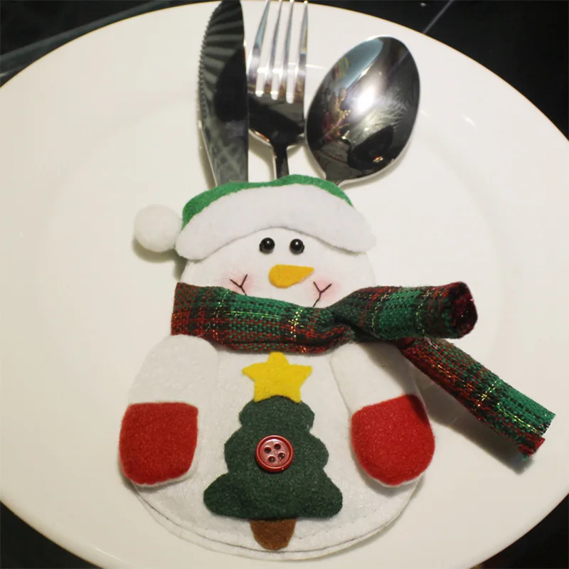 Christmas Table Cutlery Holder Dinner Navidad Mesa Nonwoven Fabric De Dulces Couvert Fourchette Couteau | Дом и сад