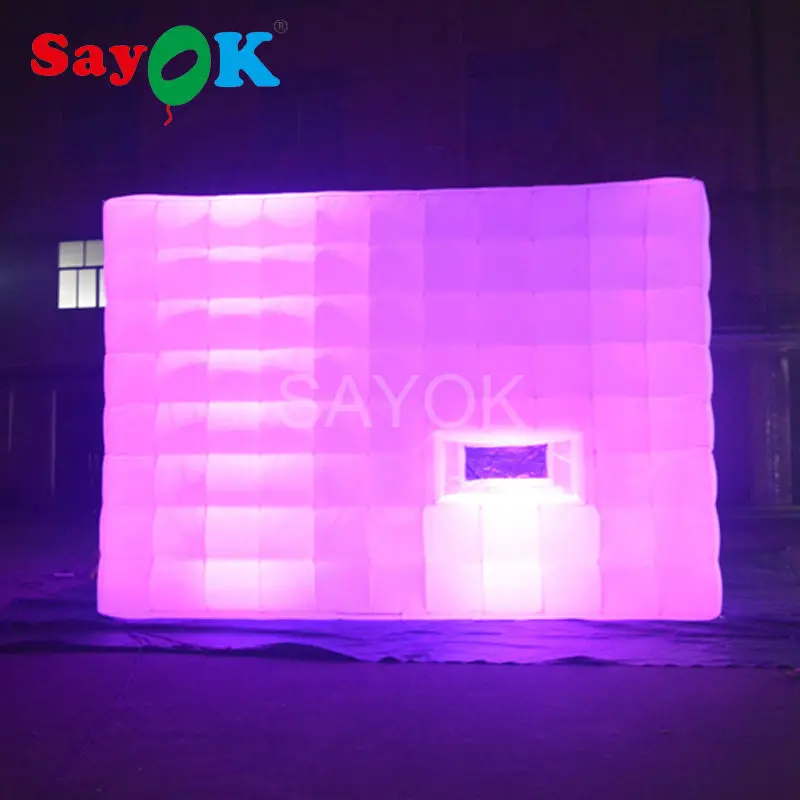 للبيع جميلة 6 متر * 6 متر * 2.5 متر نفخ خيمة المعرض خيمة نفخ مكعب مع متعدد الألوان أضواء Led ل عرس حزب زينة