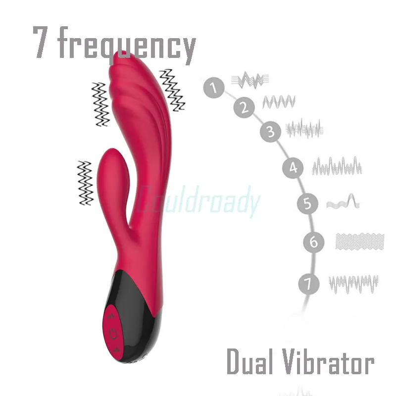 Кролик вибратор точки G Стимулятор клитора двойной 7 частоты гибкий