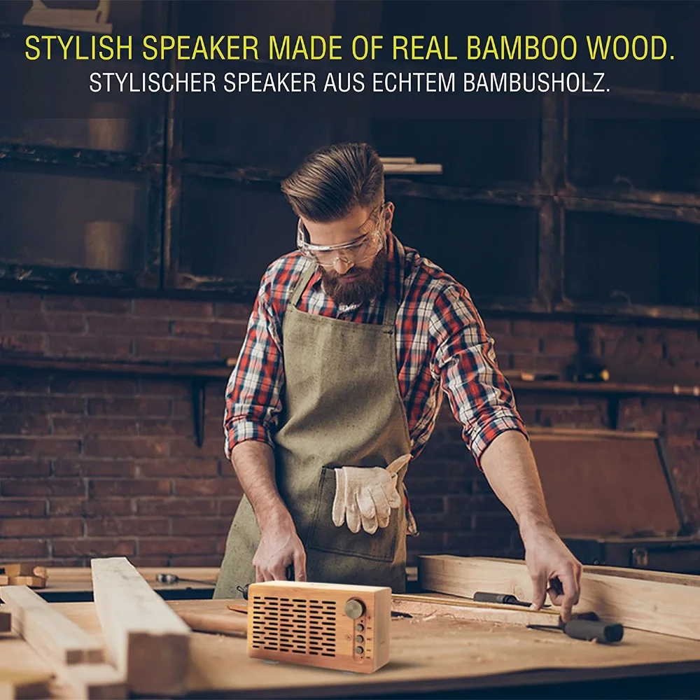 LEICKE Bamboo Bluetooth динамик портативный беспроводной с 3D стерео музыкой объемный fm