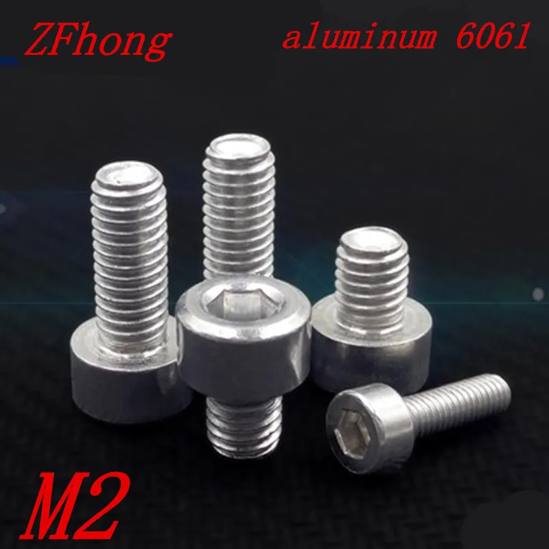 100 шт. DIN912 m2* 5/6/8/10/12 алюминиевый сплав с шестигранной цилиндрической головкой