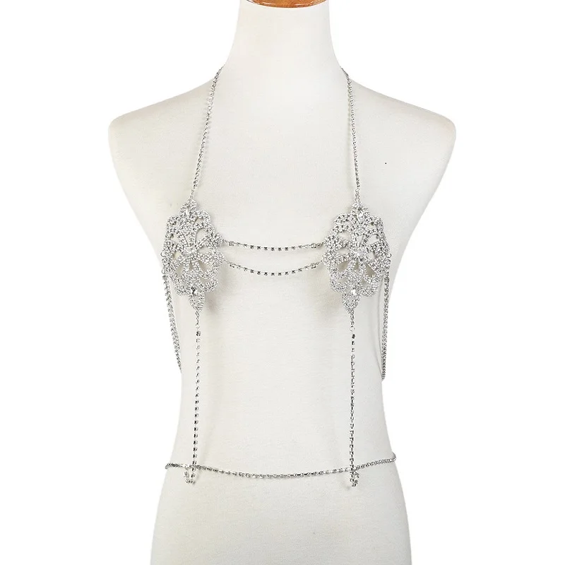 2019 Fashion Statement Jewelry Flowers Sexy Body Necklace Chain Bra Summer Boho Luxury Brassiere Women With Git Box | Украшения и