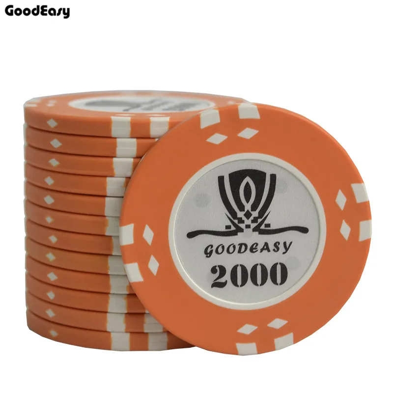 2000 25 шт./лот AOM Texas Hold'em покер чип наборы с внутренним железом покер металлические монеты Монте Карло покер глина покер клуб аксессуары - Цвет: 2000