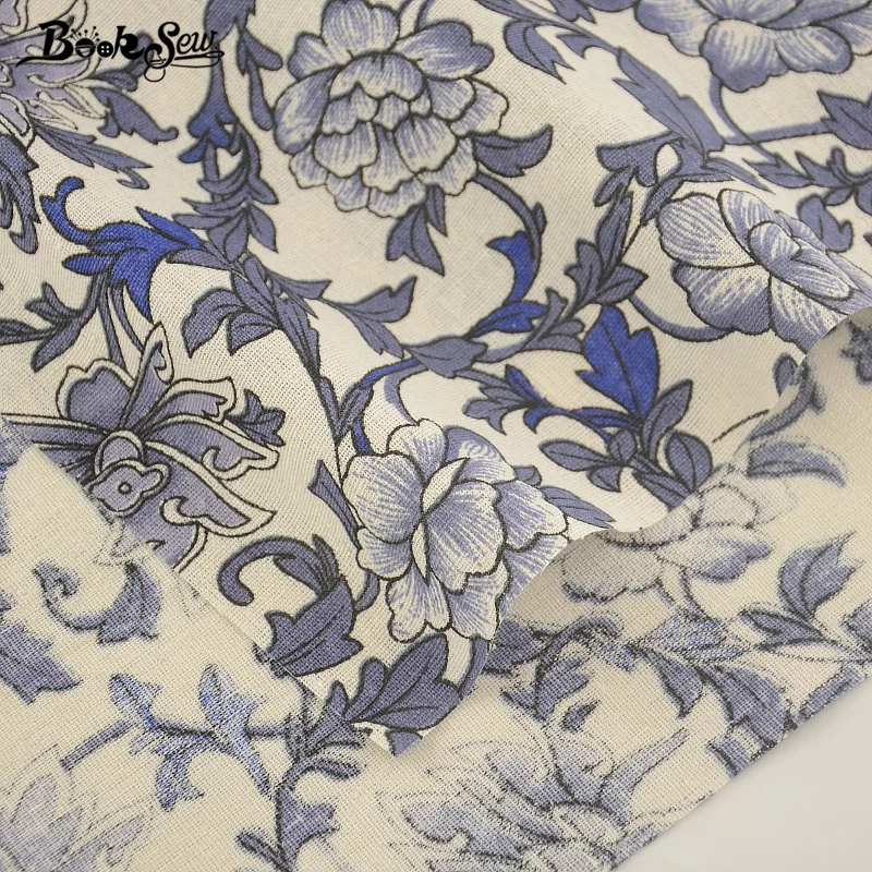 Текстиль Booksew цветущий цветочный дизайн хлопковая льняная ткань для шитья