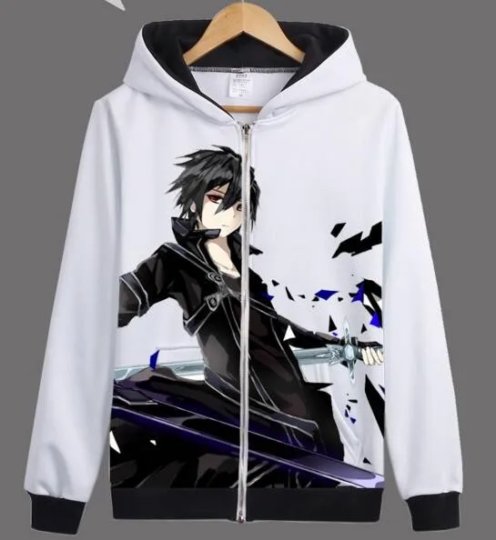 Sword Art Online Кирито Асуна 3D печатных большая картина Осень Толстовка Верхняя одежда, куртка карнавальный костюм