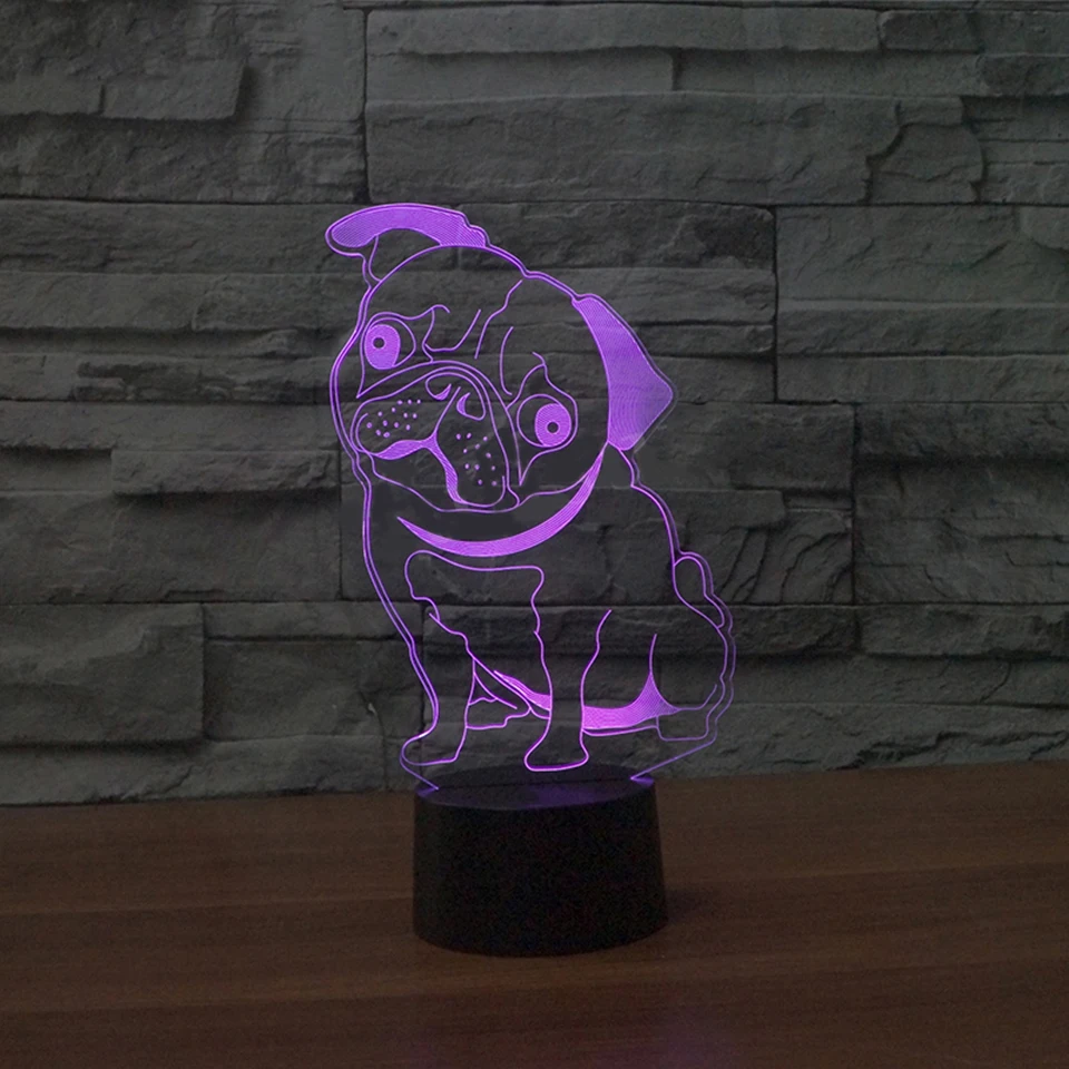 Для сна светильник ing Спальня украшение Usb визуальный 3D светодиодный мопса