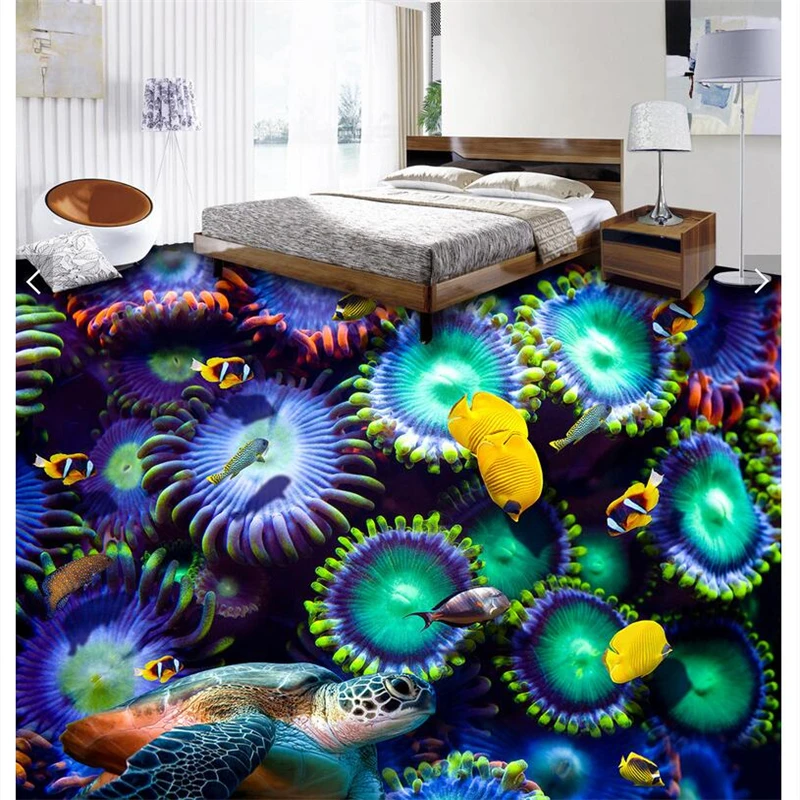 3d Самоклеящиеся наклейки для пола на заказ 3D подводного мира 3d-настила с объемной